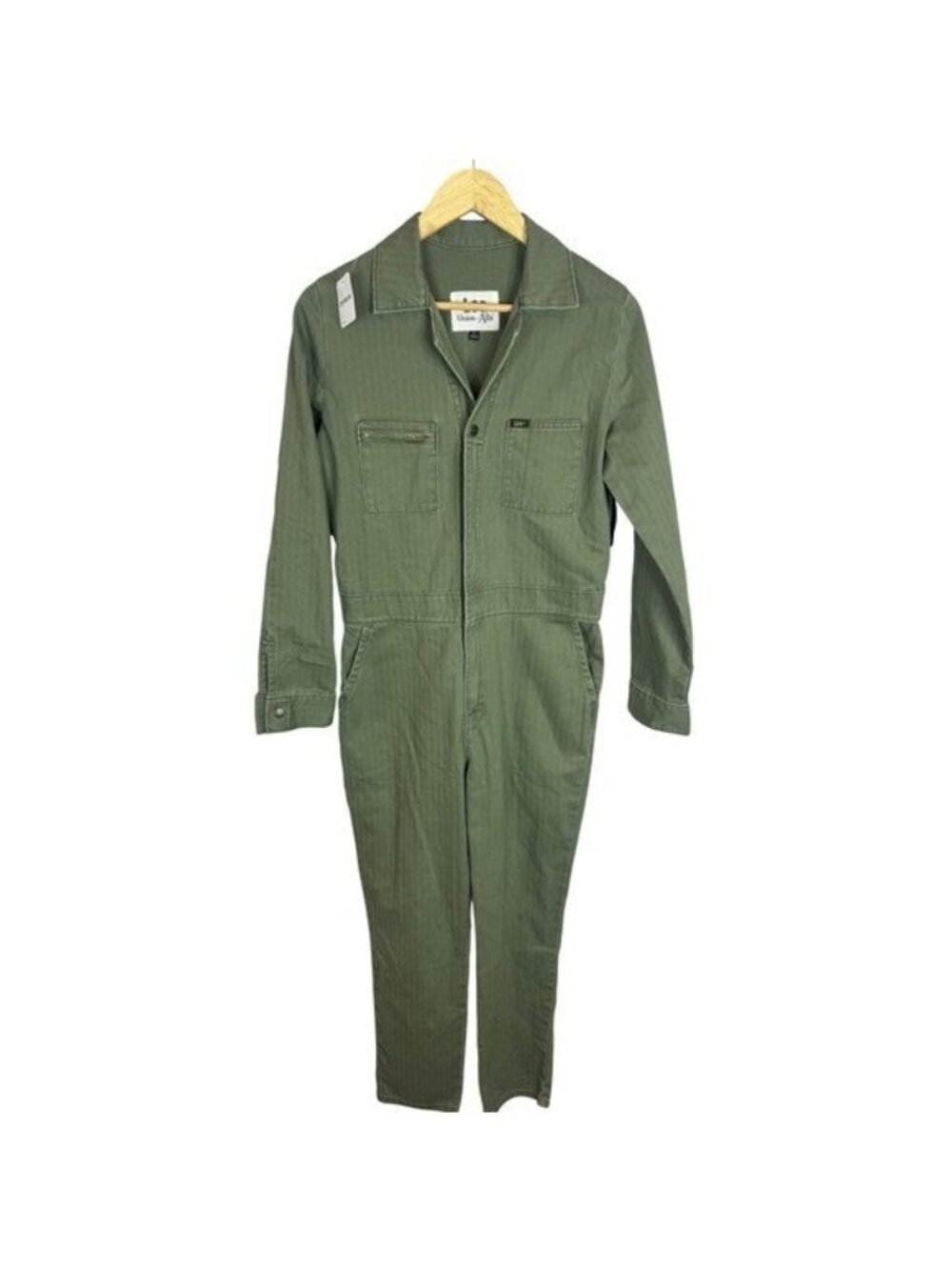 Lee Union-Alls Vintage Modern Herringbone Coverall Jumpsuit Olive Green Small